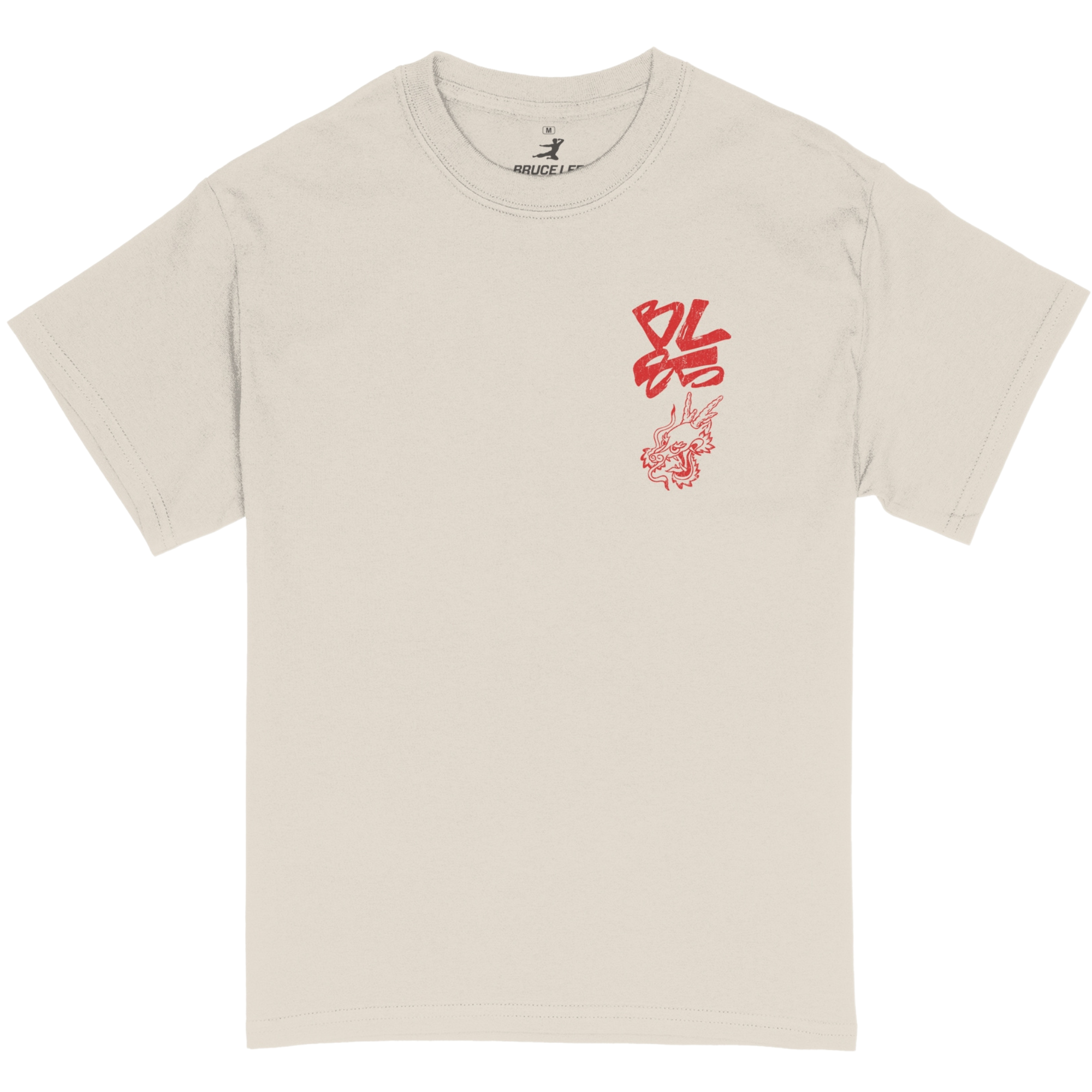 Front of tee: Features an upper left chest hit that says "BL 85" in red handwriting with a dragon doodle underneath.