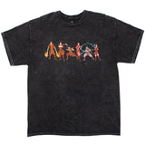 Front view of black mineral t-shirt depicting Zuko and Azula in multiple action poses showing off their signature bending and fighting styles.