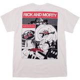 Rick and Morty natural beige t-shirt. Back: Japanese manga inspired design in b&w with red accents. Japanese kanji and vintage graphics.