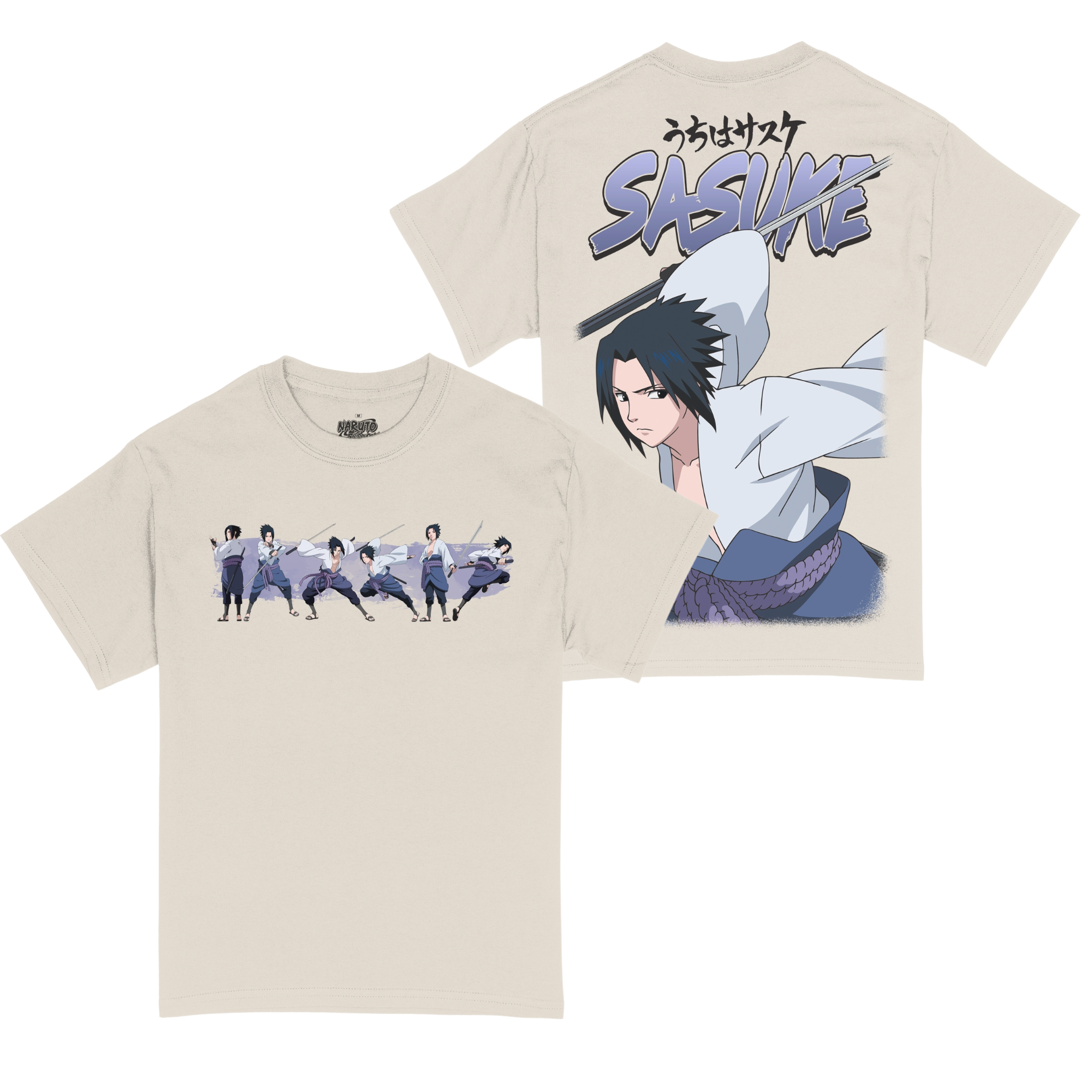 Naruto Shippuden Sasuke Jumbo Print 90s Style T-Shirt