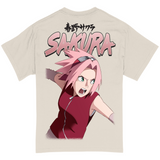 Naruto Shippuden Sakura Jumbo Print 90s Style T-Shirt