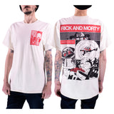 Front and back view of crew-neck tee on male body type. 