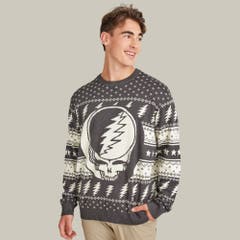 Sweaters Grateful Dead Steal Your Face Gray Ugly Holiday Sweater Grateful Dead Music