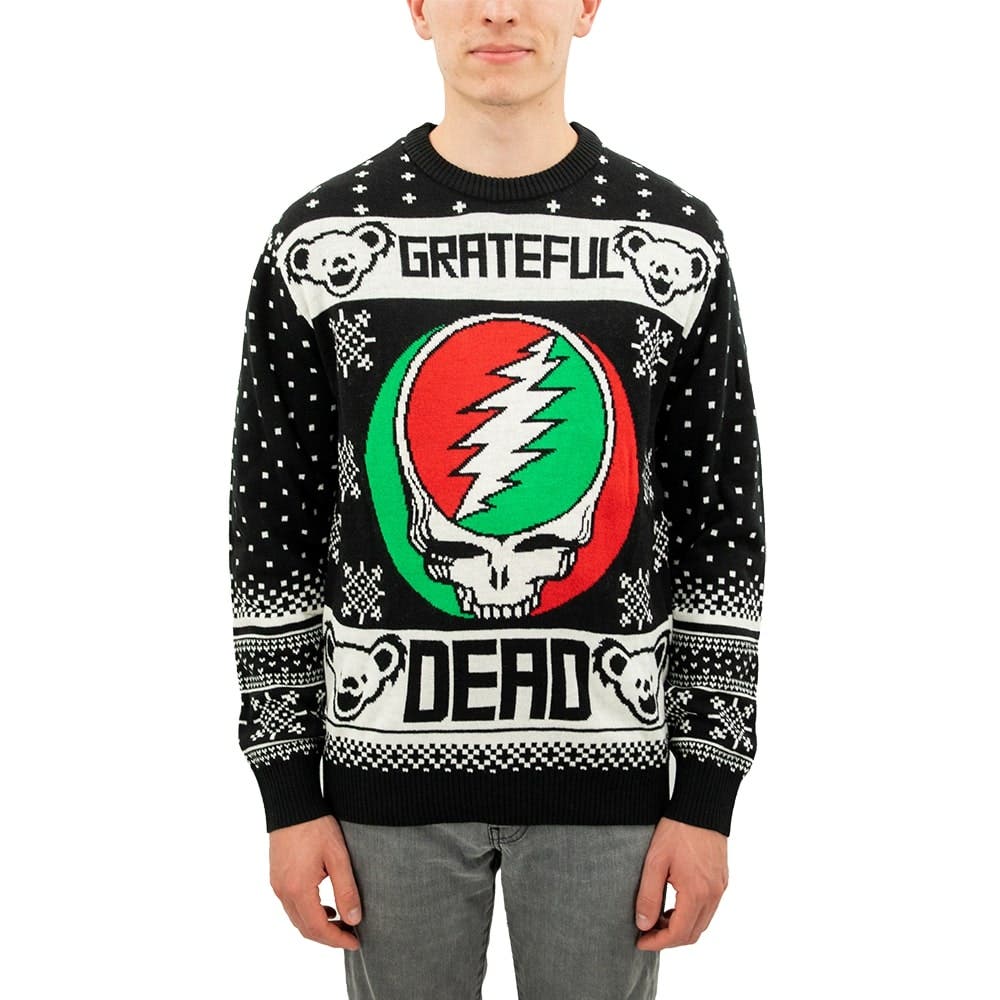 Grateful Dead Steal Your Face Logo With Bears Holiday Sweater