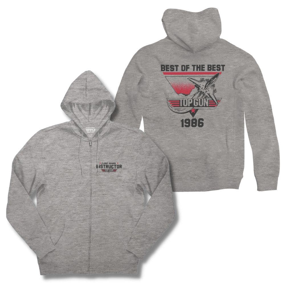 Top Gun Flight School Instructor Zip Hoodie XL Heather Gray