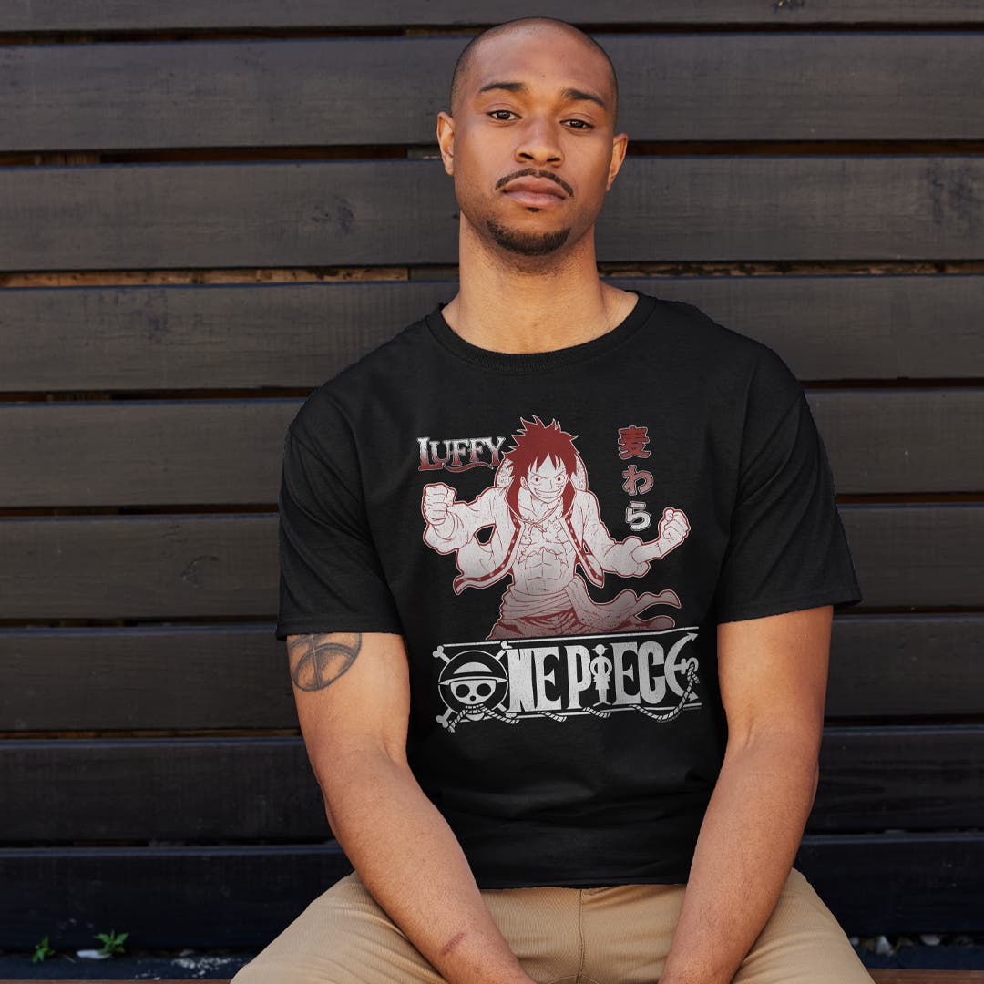 One Piece Logo With Luffy Straw Hat Kanji T-Shirt | Ripple