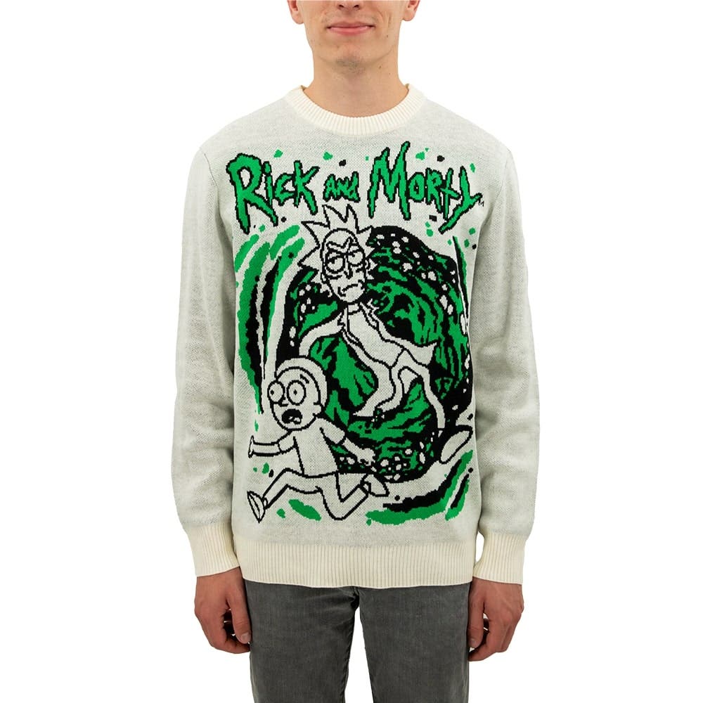 Rick and Morty Running Through Portal Holiday Sweater