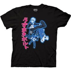T-Shirts Black Boruto Jump Kick Pose T-Shirt 2X Black Boruto: Naruto Next Generations Anime