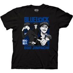 T-Shirts Black Blue Lock Ego Jinpachi Kanji T-Shirt S Black Blue Lock Anime