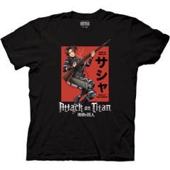 T-Shirts Black Attack On Titan Sasha Loading Gun With Kanji T-Shirt S Black Attack on Titan Season 4 Anime