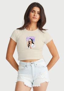 T-Shirts Aaliyah Purple Airbrush Womens Baby Rib Tee Aaliyah Music