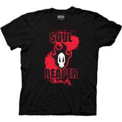 T-Shirts Black Bleach Soul Reaper With Flame Skull Adult Crew Neck T-Shirt Black SM Bleach Anime
