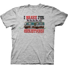 T-Shirts Heather Gray National Lampoon's Christmas Vacation I Brake for Christmas RV T-Shirt S Heather Gray Christmas Vacation Movies