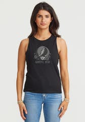 T-Shirts Grateful Dead Steal Your Face With Roses Womens Sleeveless Tee Grateful Dead Music