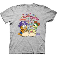 T-Shirts Heather Gray Candy! Candy! Candy! T-Shirt Heather Gray 2X Garfield Pop Culture