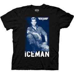 T-Shirts Black Top Gun Iceman Photograph Adult Crew Neck T-Shirt Black SM Top Gun Movies