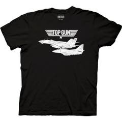 Top Gun White Planes Adult Crew Neck T-Shirt Black SM