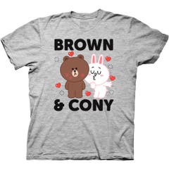 T-Shirts Line Friends Brown And Cony With Hearts T-Shirt Line Friends Pop Culture