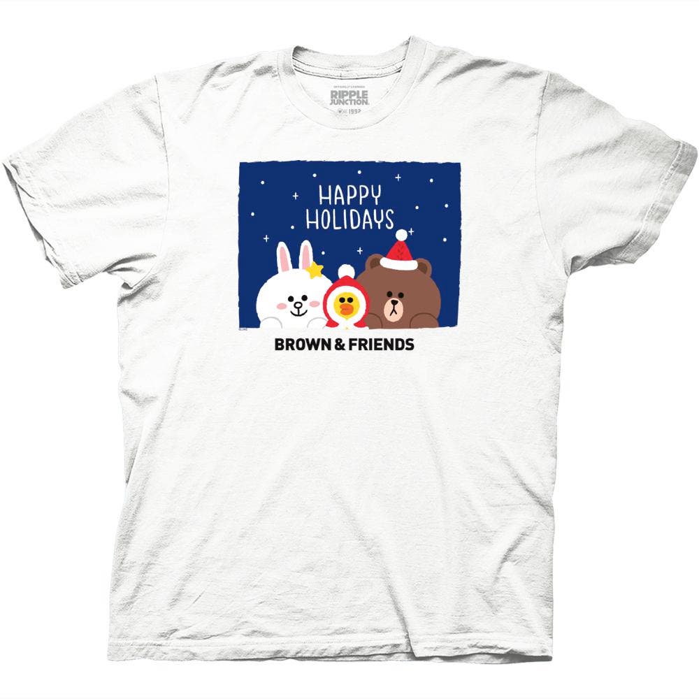 Line Friends Happy Holidays Group Brown And Friends T-Shirt