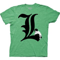 Death Note L Symbol With Character Adult Crew Neck T-Shirt