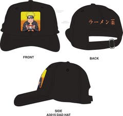 Hats Black Naruto Shippuden Sublimated Naruto Eating Ramen Dad Hat OS Black Naruto Shippuden Anime