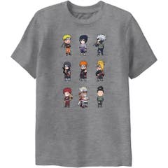 T-Shirts Heather Gray Naruto Shippuden Super Deformed 9 Up Youth T-Shirt YXS(2/4) Heather Gray Naruto Shippuden Anime