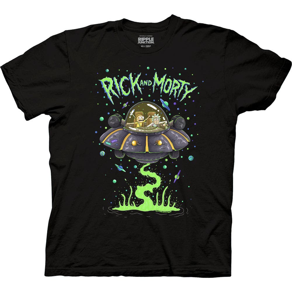 Rick and Morty Spaceship Dumping T-Shirt | Ripple Junction Rick and Morty Spaceship Dumping T-Shirt | Ripple Junction