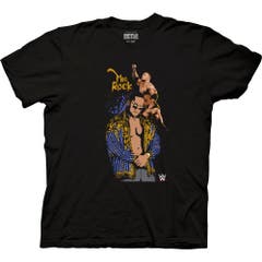 WWE The Rock Vintage Montage Adult Crew Neck T-Shirt