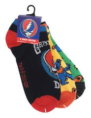 Socks Multicolored Steal Your Face, Dancing Bears and Bears Head 3-Pack Novelty Ankle Socks Grateful Dead Music