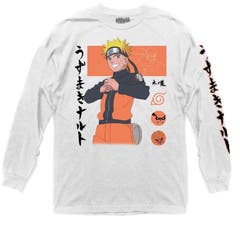 Naruto Shippuden Naruto Block Symbols Long Sleeve Crew T-Shirt XS White