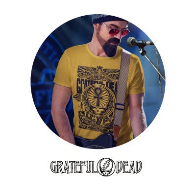 Man wearing Grateful Dead Tour Tee with Grateful Dead Logo