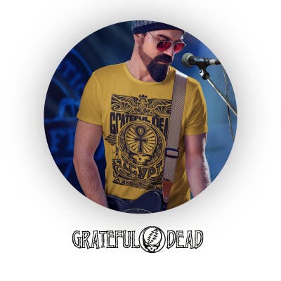 Man wearing Grateful Dead Tour Tee with Grateful Dead Logo