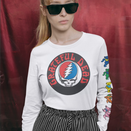 Women wearing Long Sleeve featuring Steal Your Face logo with caption Long Sleeve
